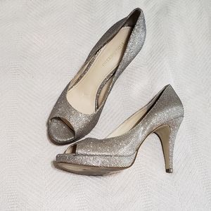 Silver Gold Peeptoe Heel